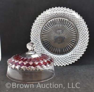 Ruby-stained 5"h cov. cheese dish - 5