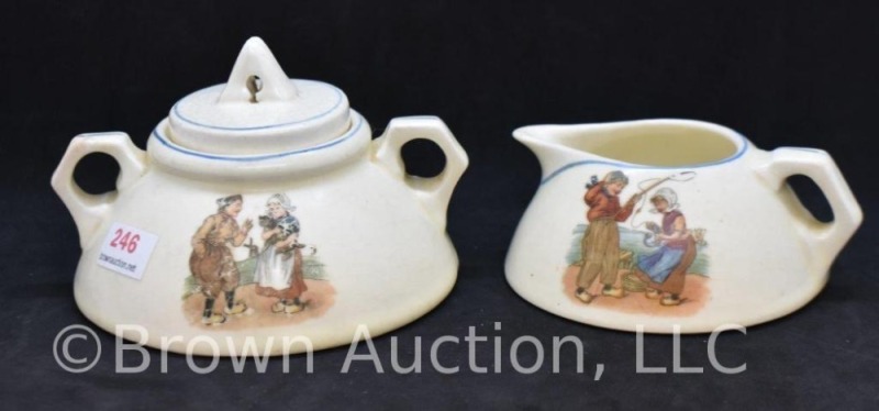 Roseville creamware Dutch creamer and sugar