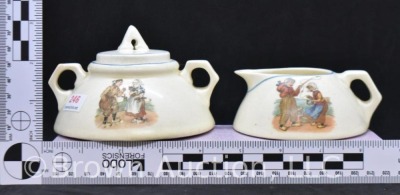 Roseville creamware Dutch creamer and sugar - 10