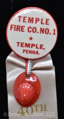 (2) Early 1950's Penn. firemen lapel pin back buttons and ribbons - 3