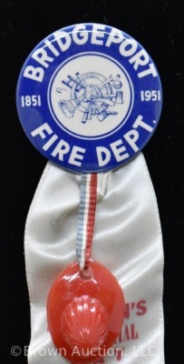 (2) Early 1950's Penn. firemen lapel pin back buttons and ribbons - 6