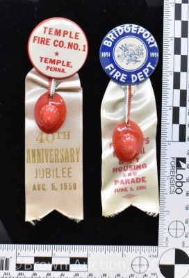 (2) Early 1950's Penn. firemen lapel pin back buttons and ribbons - 9