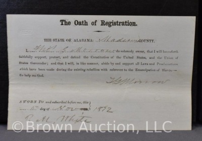 Dated 1864 Civil War Notice of Military Enrollment; Dated 1872 State of AL Oath of Registration - 2