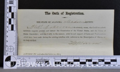 Dated 1864 Civil War Notice of Military Enrollment; Dated 1872 State of AL Oath of Registration - 6