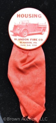 (2) Early 1950's Penn. firemen lapel pin back buttons and ribbons - 2