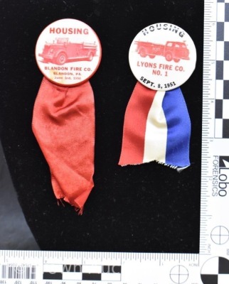 (2) Early 1950's Penn. firemen lapel pin back buttons and ribbons - 6