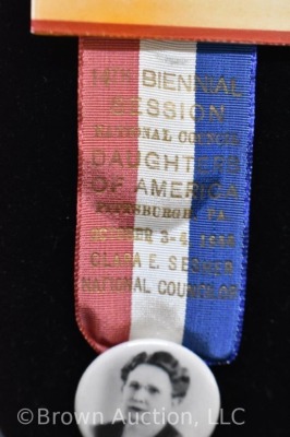 (2) 1940's photo ID badges and ribbons of National Council Daughters of America, Penn. and Maryland - 4