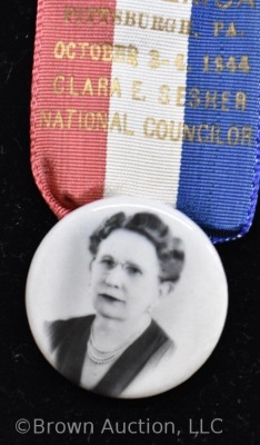 (2) 1940's photo ID badges and ribbons of National Council Daughters of America, Penn. and Maryland - 5