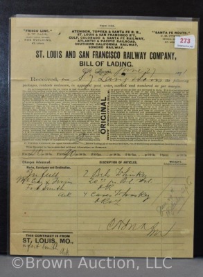 (3) St. Louis and San Francisco RR Bill of Lading documents - 2