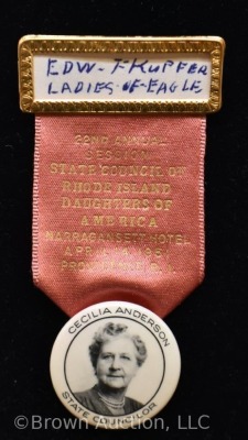 (2) 1951 photo ID badges and ribbons of R.I. Daughters of America - 2