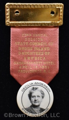 (2) 1951 photo ID badges and ribbons of R.I. Daughters of America - 5