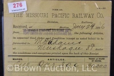 Dated 1896 Missouri Pacific Railway Co. delivery of goods receipt - 2