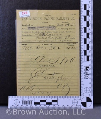 Dated 1896 Missouri Pacific Railway Co. delivery of goods receipt - 4