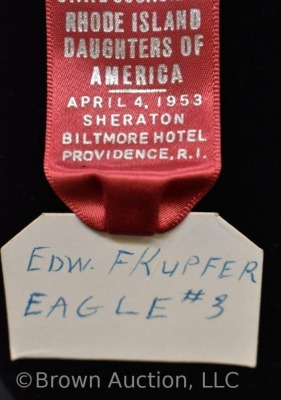 (2) 1950's photo ID badges and ribbons of R.I. Daughters of America - 5