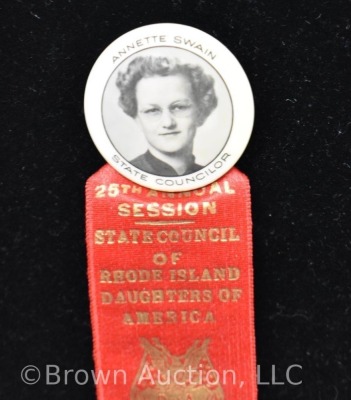 (2) 1950's photo ID badges and ribbons of R.I. Daughters of America - 7