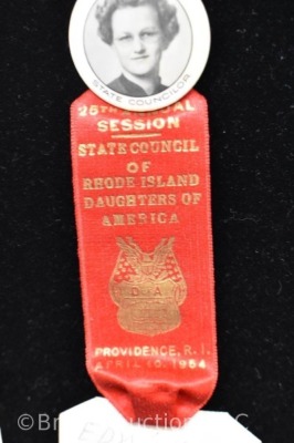 (2) 1950's photo ID badges and ribbons of R.I. Daughters of America - 8