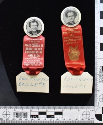 (2) 1950's photo ID badges and ribbons of R.I. Daughters of America - 10