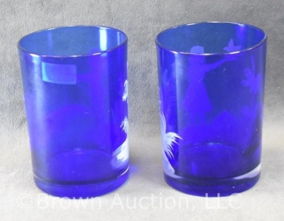 (2) Mary Gregory-style cobalt 4" tumblers - 3