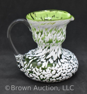 Apple green/ white spatter glass 3"h pitcher - 3