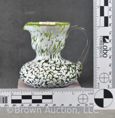 Apple green/ white spatter glass 3"h pitcher - 6