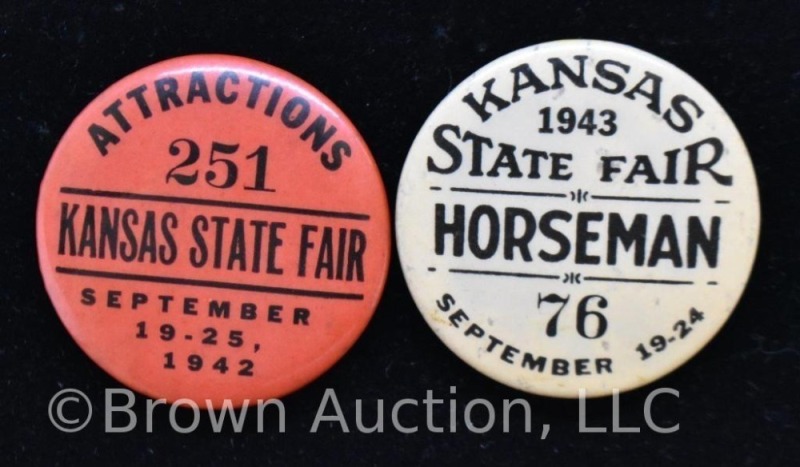 (2) Kansas State Fair lapel pin back buttons