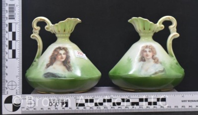 Pair of mrkd. Austria 4.5"h portrait ewers - 9