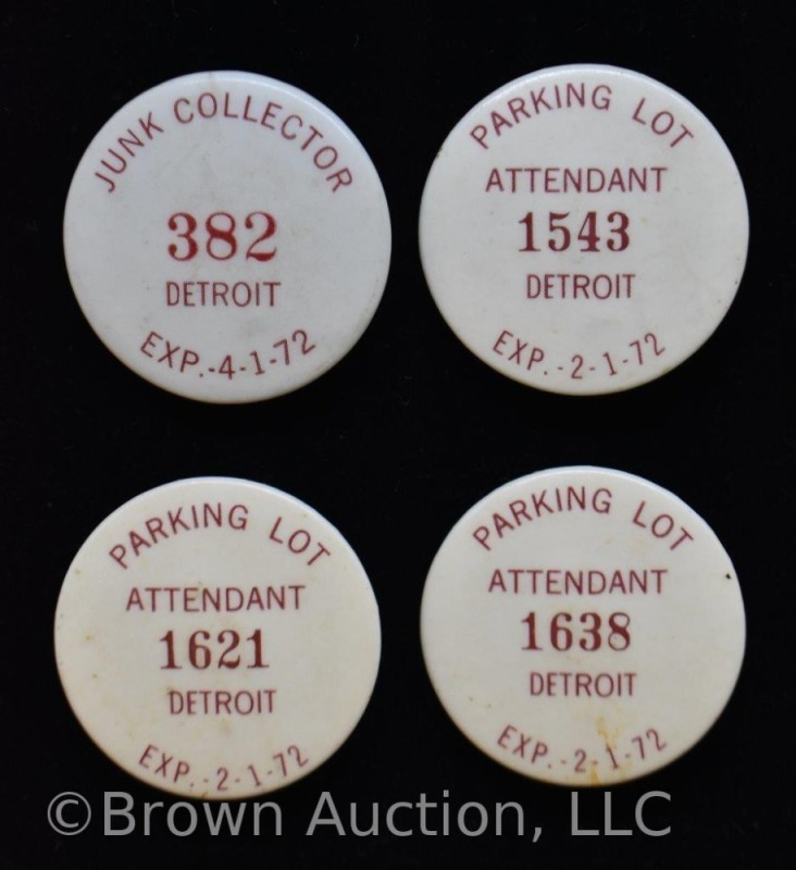 (4) 1972 Detroit lapel pin back buttons