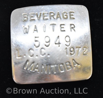 (2) Manitoba Beveral Waiter badges, 1966 and '72 - 3