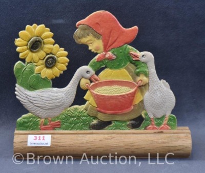 Embossed cardboard stand-up of girl feeding geese - 2