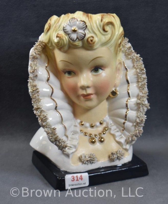 Lady head vase, 6"h, paper label 21/ 5048