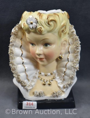 Lady head vase, 6"h, paper label 21/ 5048 - 2