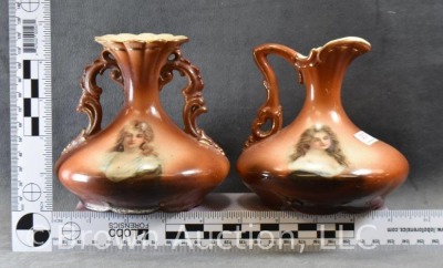 Mrkd. Austria 4.5" portrait vase and portrait ewer - 8