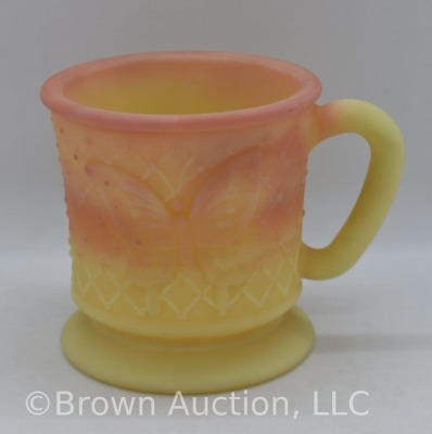 Fenton Burmese mug, embossed butterfly - 3