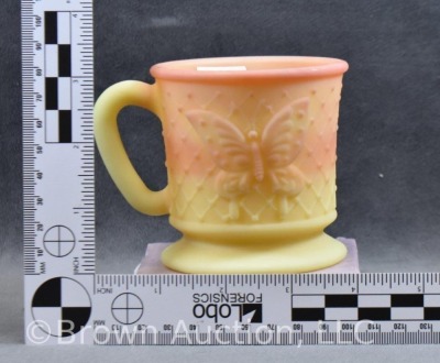 Fenton Burmese mug, embossed butterfly - 6