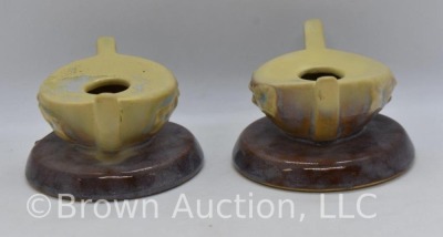 Pair of Roseville Wincraft 251 candleholders, brown - 2