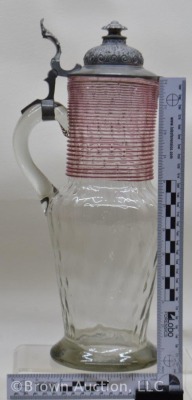 Victorian glass and pewter 15"h beer stein - 6