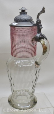 Victorian glass and pewter 15"h beer stein - 7