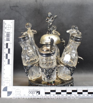 Unique Victorian 6 pc. castor set - matching bottles - 13