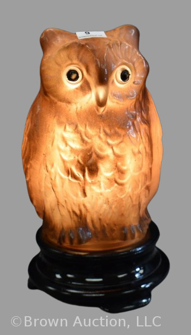 Tiffin Glass figural Owl night light, 9" tall