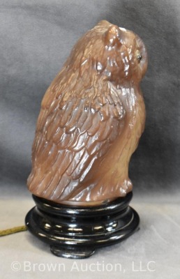 Tiffin Glass figural Owl night light, 9" tall - 5