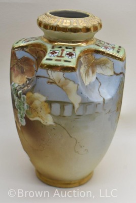 Mrkd. Nippon 8.5" vase, grapes and leaves design - 2