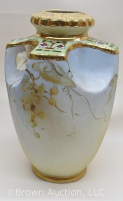 Mrkd. Nippon 8.5" vase, grapes and leaves design - 3