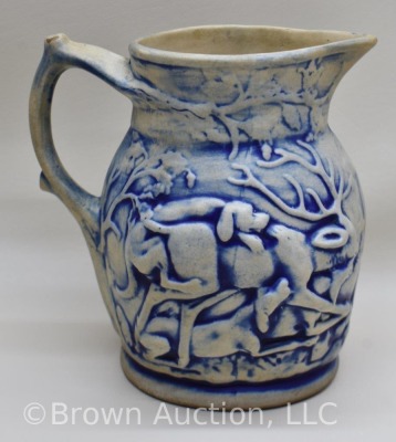 Pottery hunt scene 7" pitcher - 5