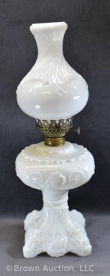 Milk Glass 19"h kerosene lamp - 3