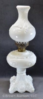 Milk Glass 19"h kerosene lamp - 4