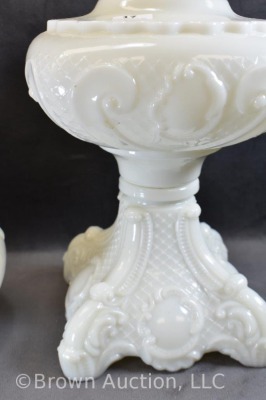 Milk Glass 19"h kerosene lamp - 6