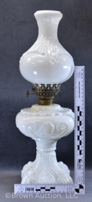 Milk Glass 19"h kerosene lamp - 9