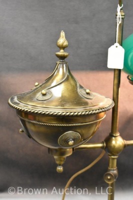 Brass student lamp with green globe, acorn form - 2