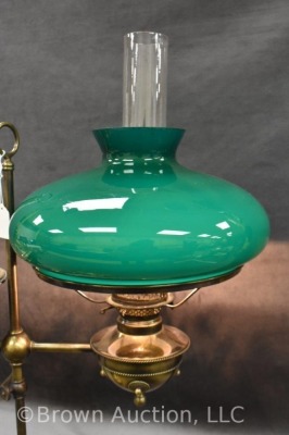 Brass student lamp with green globe, acorn form - 3