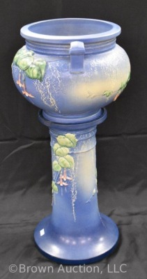 Roseville Fuchsia 645-8" jardiniere and pedestal, blue - 2